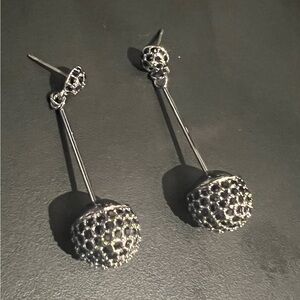 Black rhinestone drop earrings, backs are missing